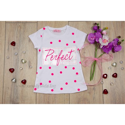 Тениска на точици Perfect бяла