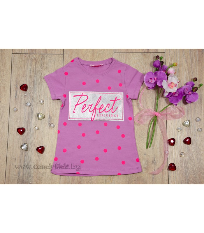 Тениска на точици Perfect лилава